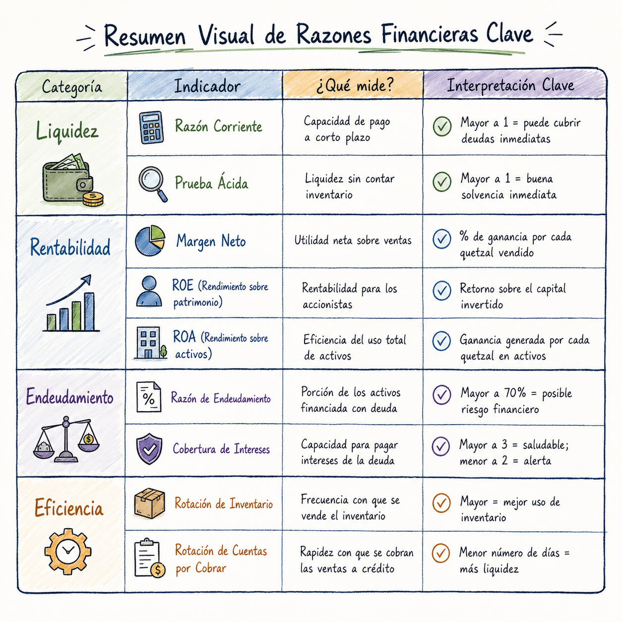 #VanessaCaballeros - resumen visual de razones financieras clave